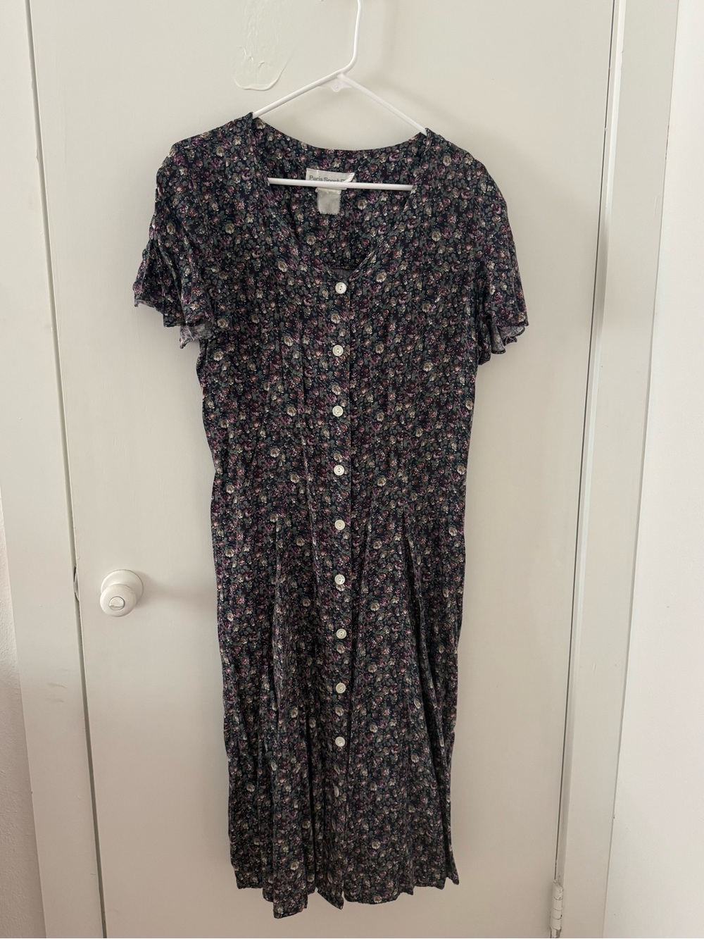 Vintage Floral Button-Front floral Midi Dress